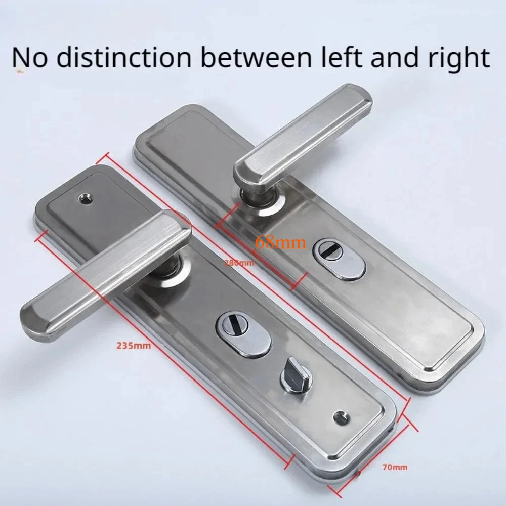 68 mm double-side anti-theft door lever with dual-spring and anti-pry features, universal fit handle, shown with measurements.