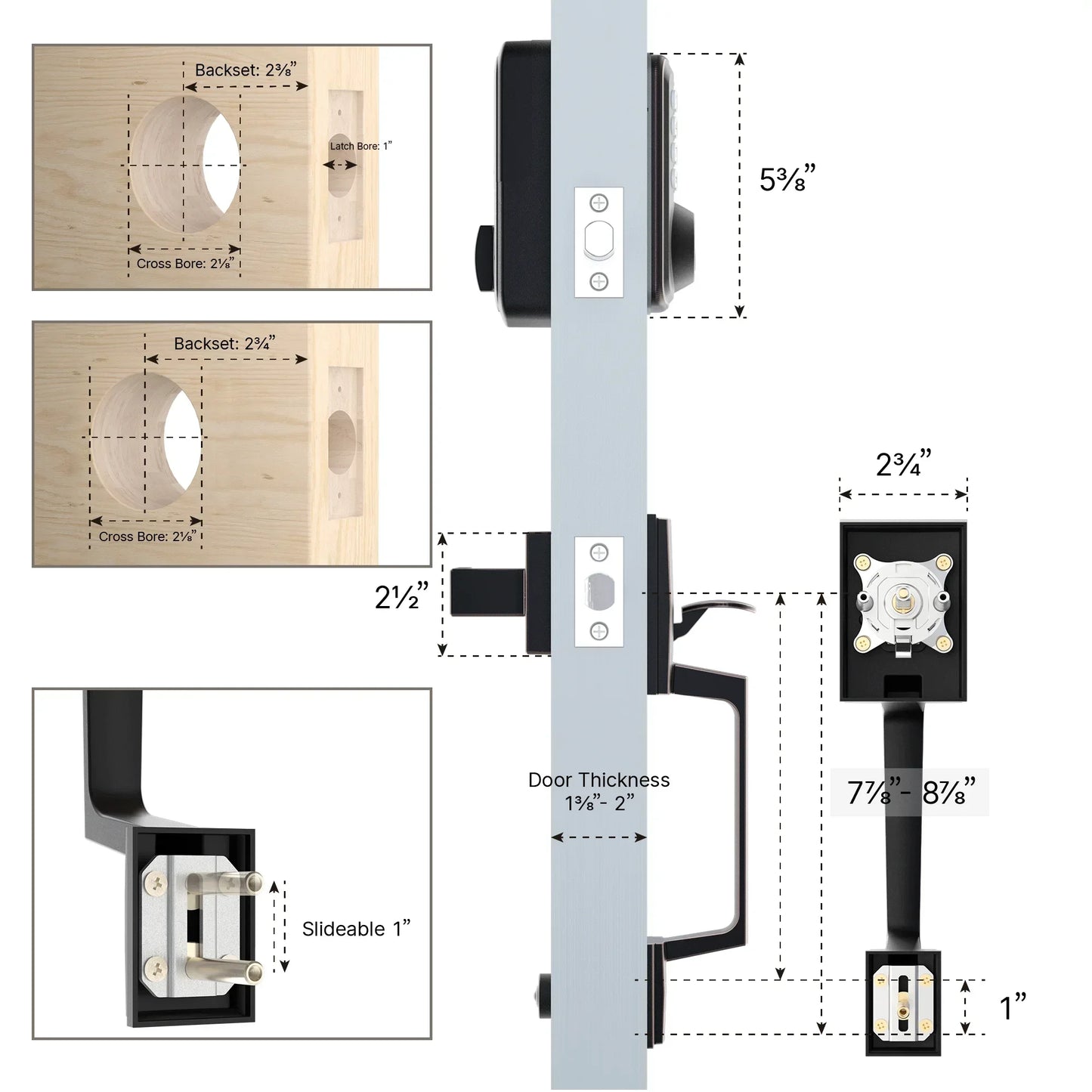 EUUKAIHG Smart Keypad Door Lock Set -Two-Door Knob Touch Fingerprint Password Lock-Keyless Entry Door Lock, Keyed Entry
