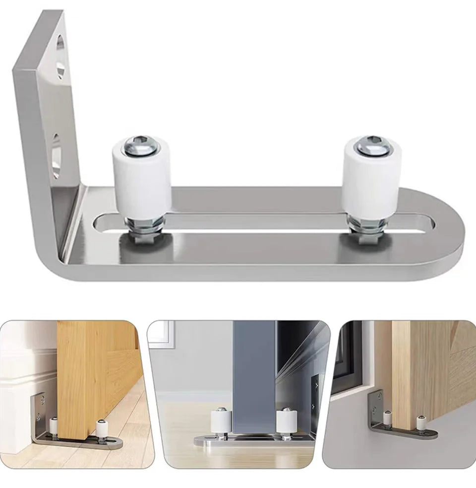 Stainless Steel Swing Stop Anti-shaking Door Stop Barn Door Double Pulley Lifting Rail Push Pull Accessories Ground Guide Hardwa