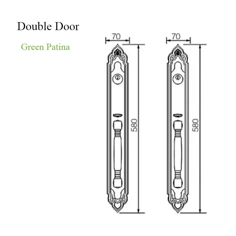 Bronze Luxury European style/ Villa Door Lock Security hotel door lock entry Double-open Folio Door Lock Solid Wood Door Lock