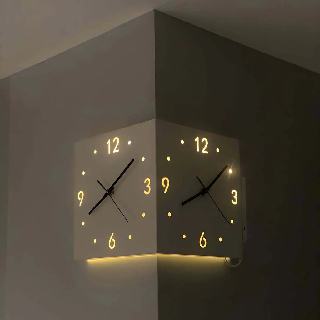 Corner Modern Wall Clock, Stylish Double-sided Luminous Wall Clock, Sensor Luminous Corner Wall Clock, Mute Wall Clock
