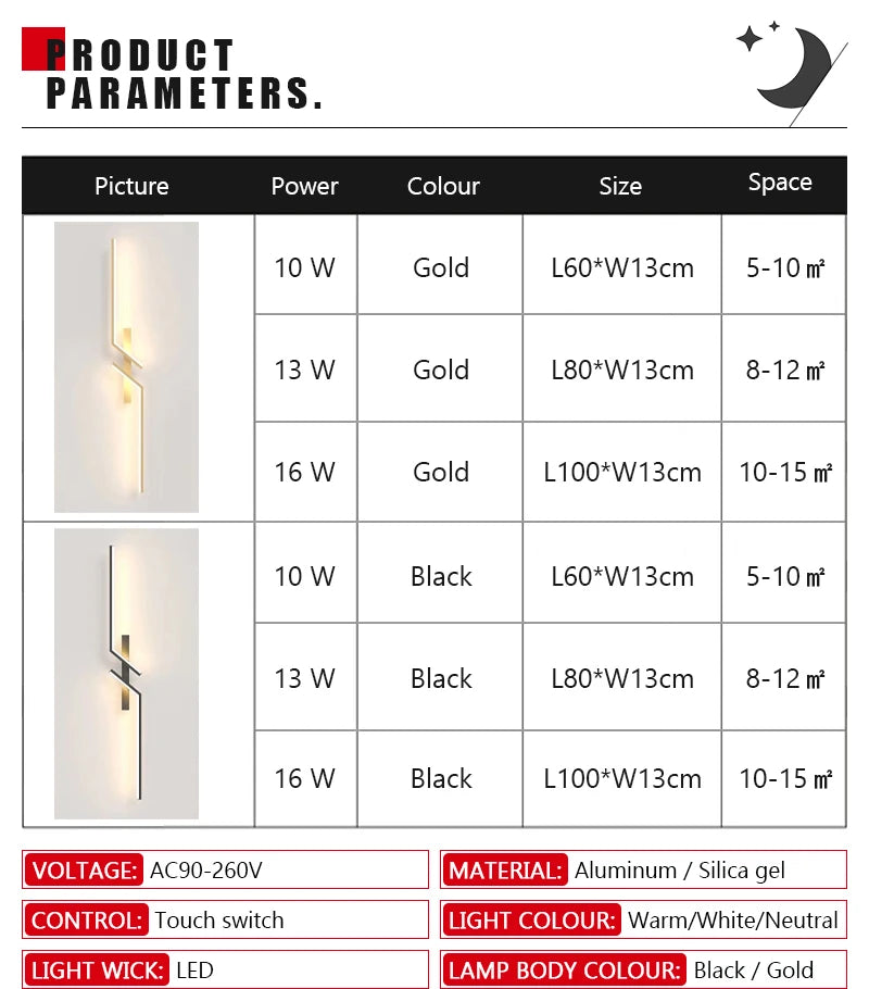 Modern LED Wall Lamp Minimalist Led 13W-18W Light Bedroom Bedside Long Strip Wall Sconces Living Room Home Indoor Lighting