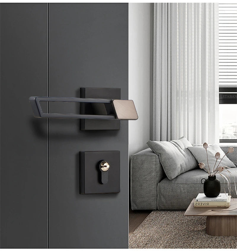 Interior Zinc Alloy Silent Anti-theft Door Lock Security Mute Door Handle Split Locks Home Renovation Hardware Accessories
