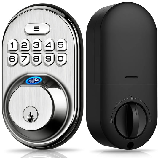 Veise Fingerprint Door Lock, Keyless Entry Keypad Deadbolt, Anti Peeping Password, Auto Lock, Easy Install