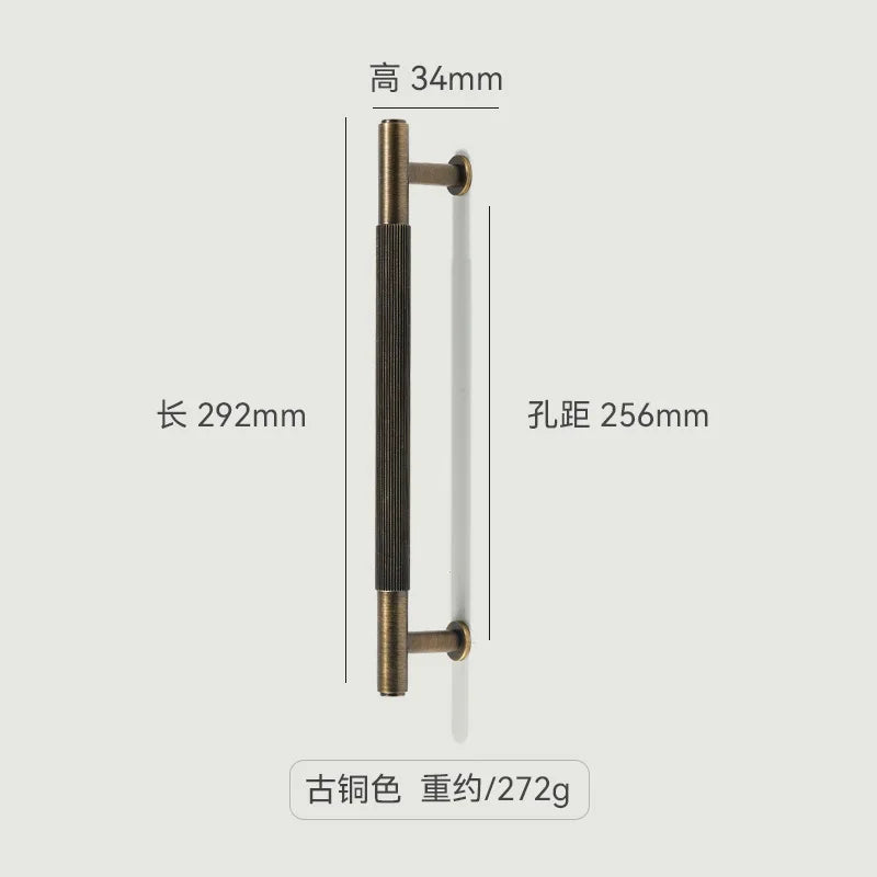 Antique French Straight-Grain Wardrobe and Shoe Cabinet Solid Brass Pull Handle in Bronze Color Exposed Knob Furniture Handle
