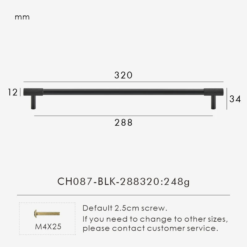 Nurlin Solid Brass Knurled Cabinet Knobs Wardrobe Handle T-bar Antique Bronze Gold Black Handle Available In Multiple Sizes