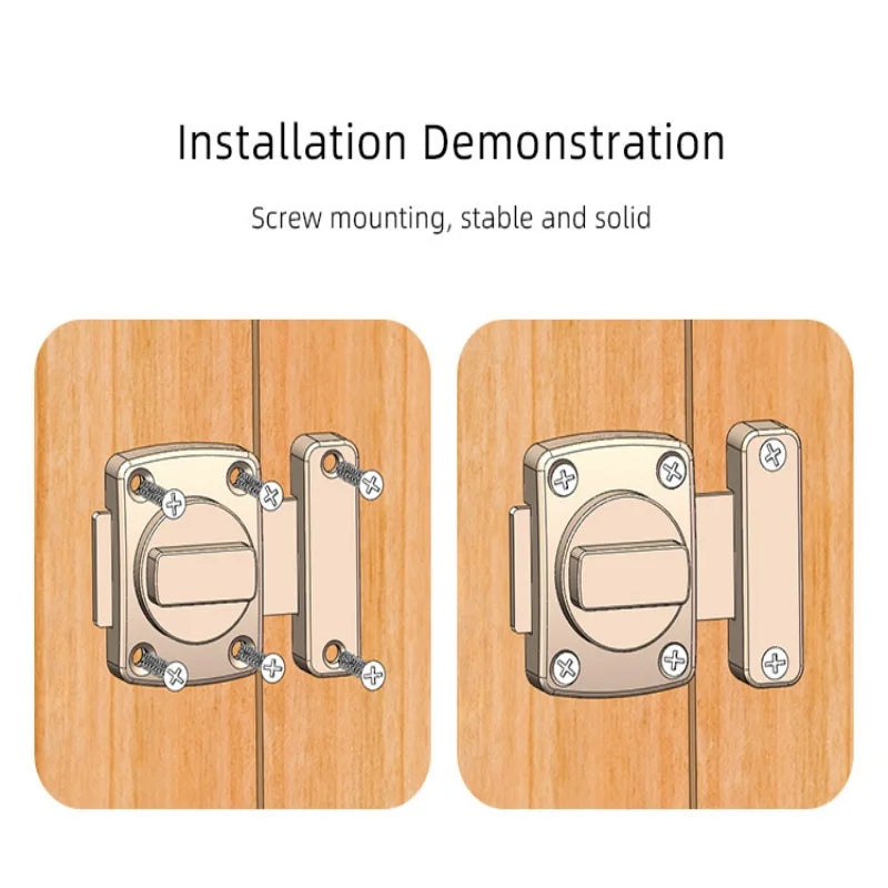 Home Security Latch Double Sided Cabinet Locks Rotate Bolt Gate Latches Twist Rotating Barrel Lock Bathroom Toilet Door Hardware