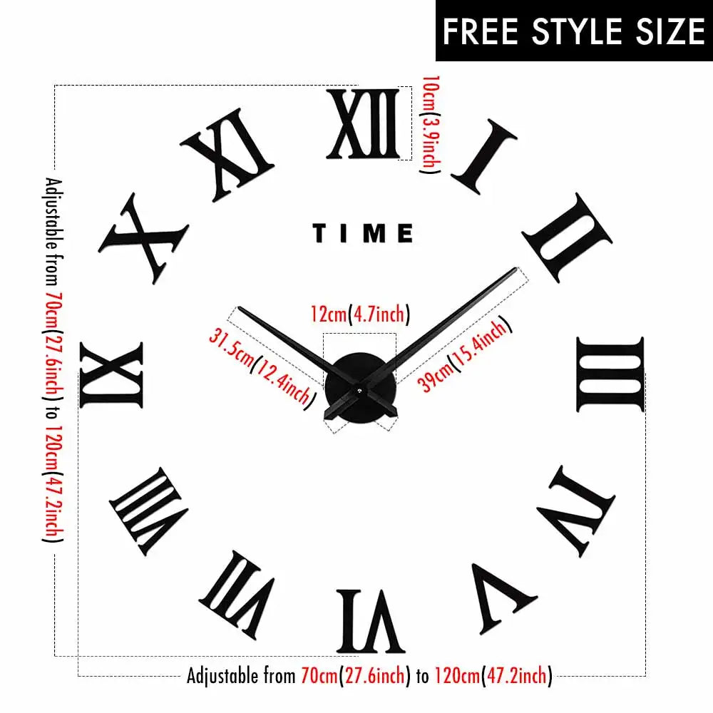 MCDFL 3D Large Wall Clock Self Adhesive Acrylic Mirror Stickers Giant Watches Timepiece Decoration Living Room for Home Interior