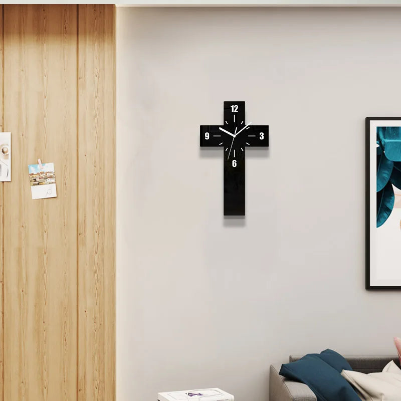 Creative Cross Clock Pendant Silent Suitable for Home Decoration Wall Decoration Halloween Room Decoration