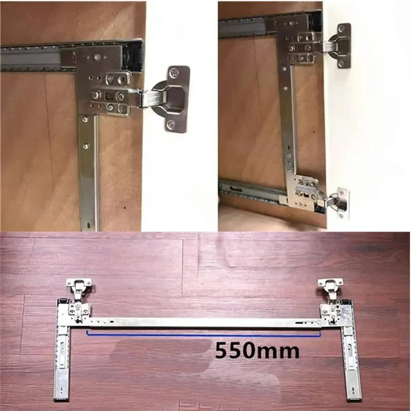 Hidden swing door slide rail Wardrobe wine cabinet TV cabinet door folding track save space Furniture hinge