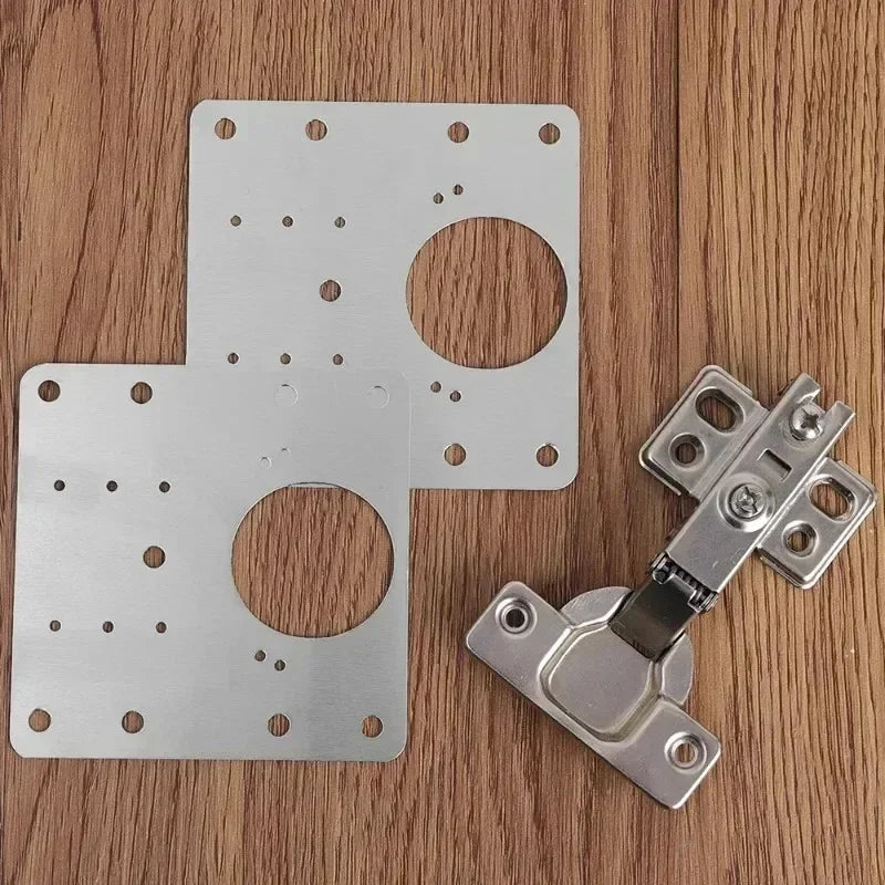 Cabinet Hinge Repair Plate Kit Stainless Steel Furniture Drawer Door Hinge Mounting Plate with Screw Flat Fixing Brackets Tools