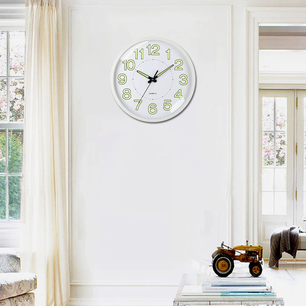 12inch Luminous Wall Clock Non-Ticking Silent Quartz Clock Energy-Absorbing Glow in The Dark Wall Time Clock for Bedroom Office