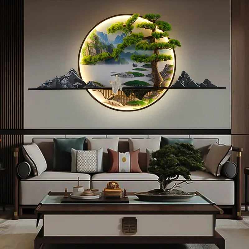 RONIN Modern Wall Picture Light Inside Creative Chinese Landscape Mural Sconces Lamp LED for Home Living Bedroom Study