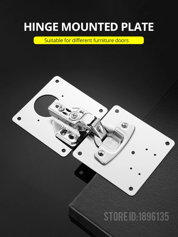 KAK 8pcs Hinge Repair Plate Brushed Stainless Steel Cabinet Hinge Fixing Plate Bracket Kit with Mounting Screws Door Hardware