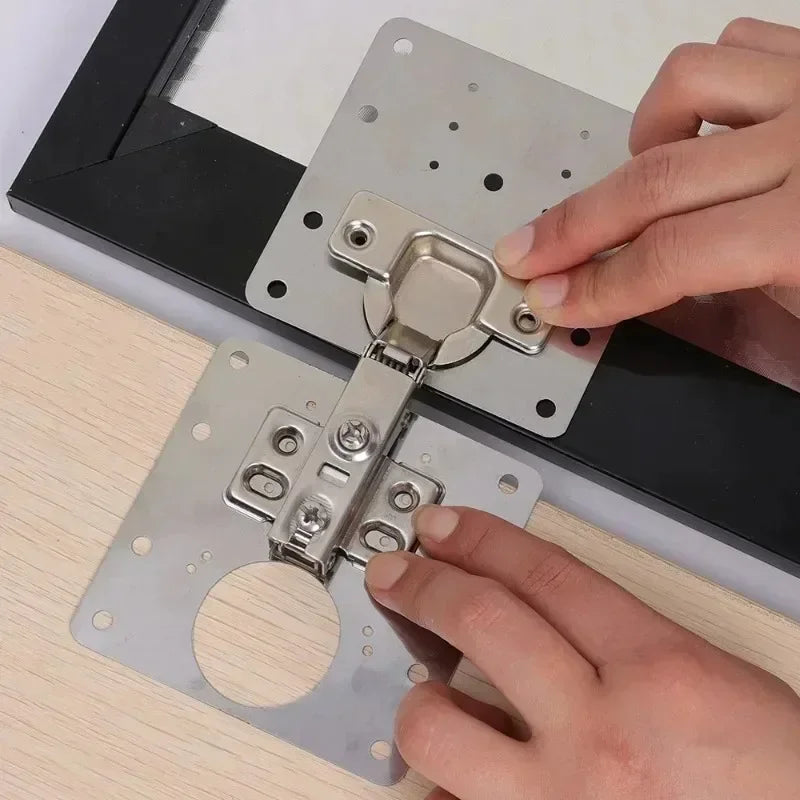 Cabinet Hinge Repair Plate Kit Stainless Steel Furniture Drawer Door Hinge Mounting Plate with Screw Flat Fixing Brackets Tools