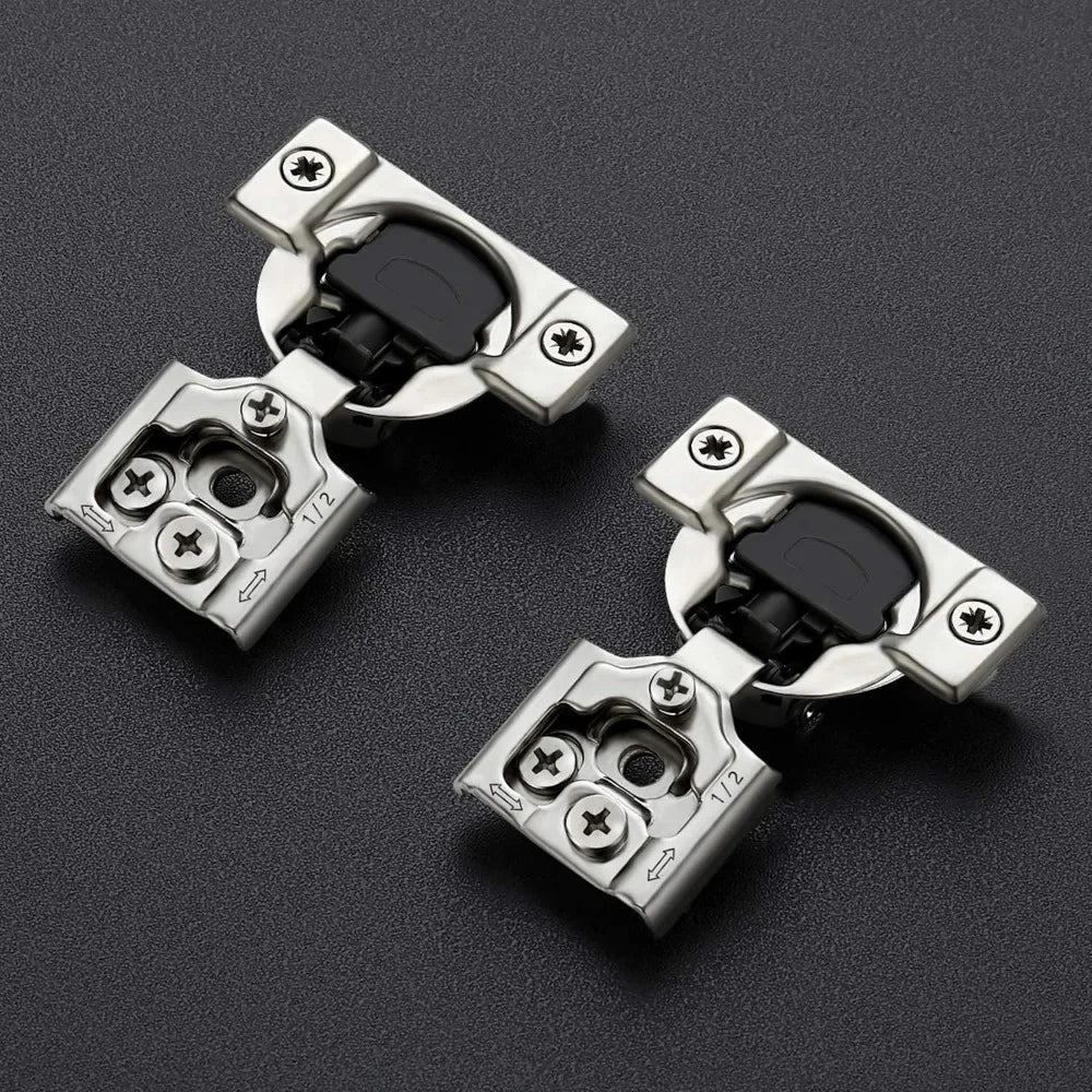 60 Pack (30 Pairs)Overlay Soft Close Hinges for Kitchen Cabinets - Satin Nickel Hidden Concealed Hinge, Stainless, Self Closing