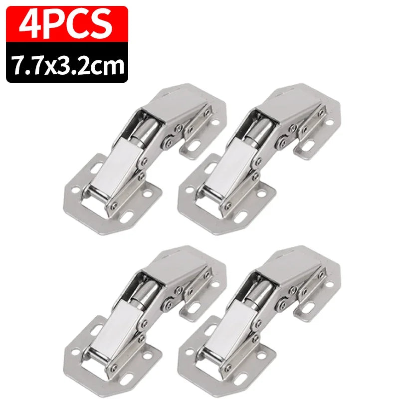 10/2PCS 90 Degree No-Drilling Hole Stainless Steel Cabinet Hinges - Buffer Hinge for Home Kitchen Furniture Hardware