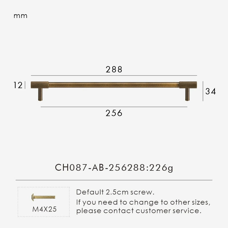 Nurlin Solid Brass Knurled Cabinet Knobs Wardrobe Handle T-bar Antique Bronze Gold Black Handle Available In Multiple Sizes