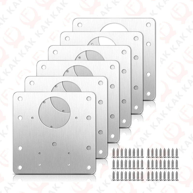 KAK 8pcs Hinge Repair Plate Brushed Stainless Steel Cabinet Hinge Fixing Plate Bracket Kit with Mounting Screws Door Hardware