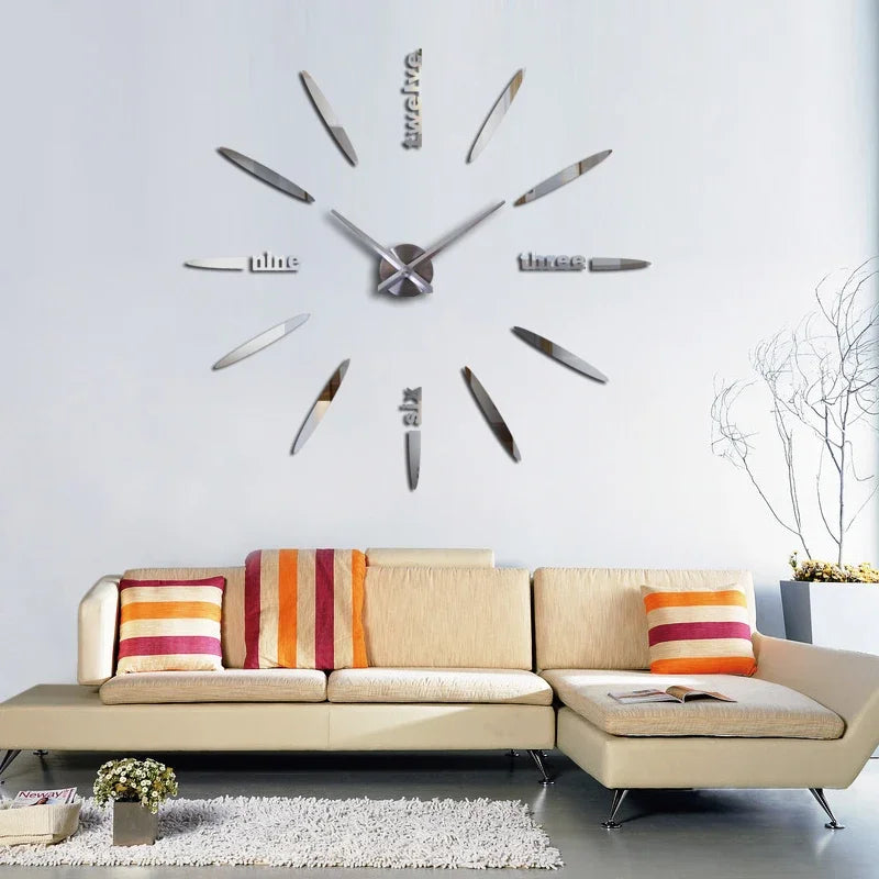 New fashion 3d wall clock reloj de pared quartz watch brief diy clocks living room large stickers decorative horloge murale