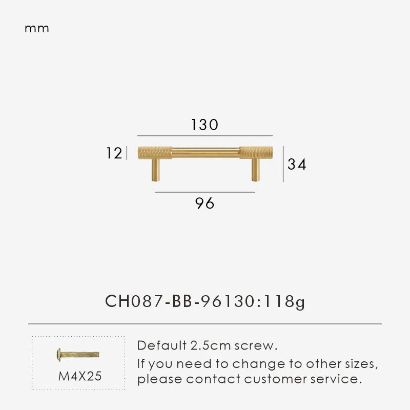 Nurlin Solid Brass Knurled Cabinet Knobs Wardrobe Handle T-bar Antique Bronze Gold Black Handle Available In Multiple Sizes