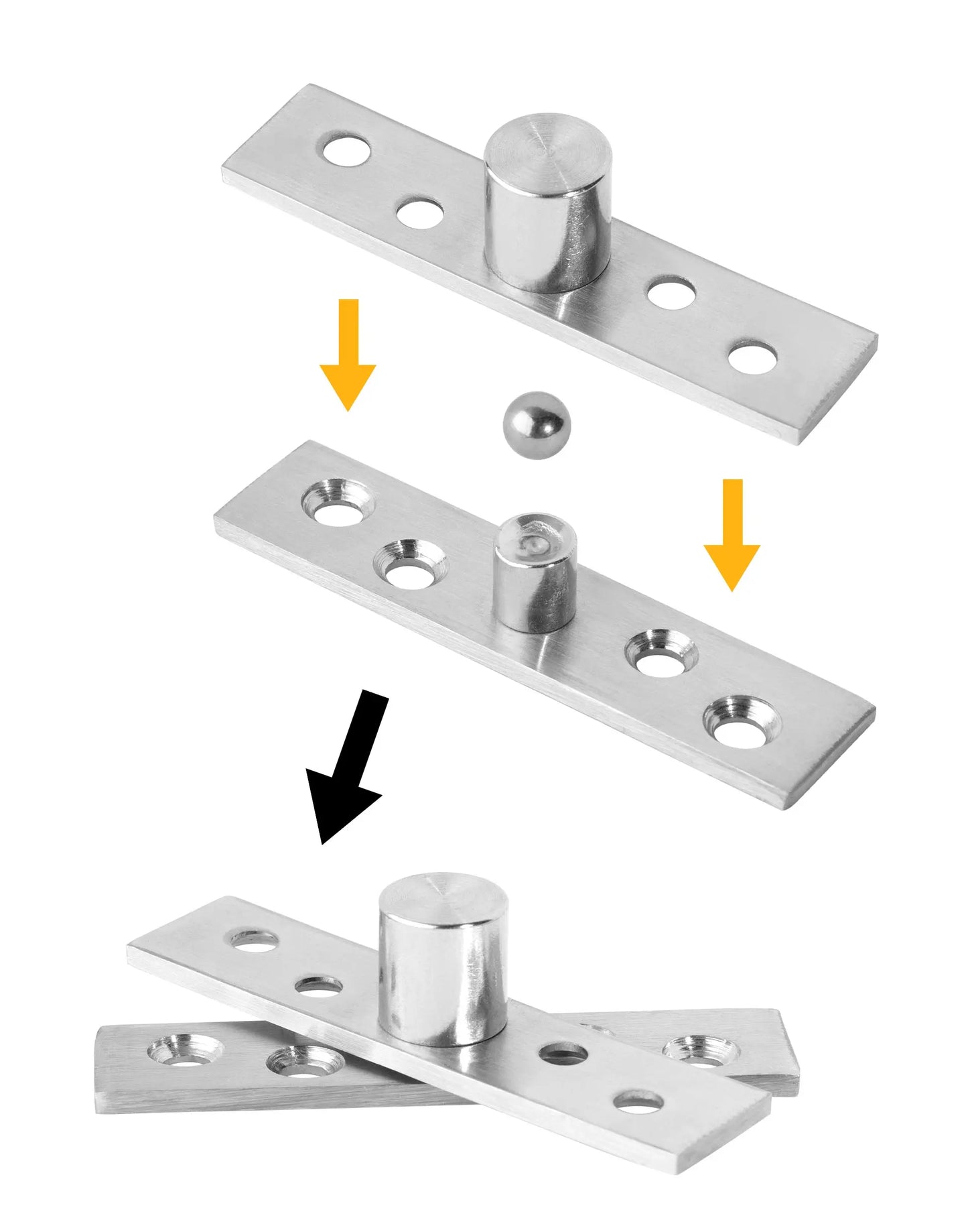 Stainless Steel Pivot Hinge Central and Offset-Axes Rotating Hinge 360 Degree Door Concealing Up Down Shaft for Wooden Doors