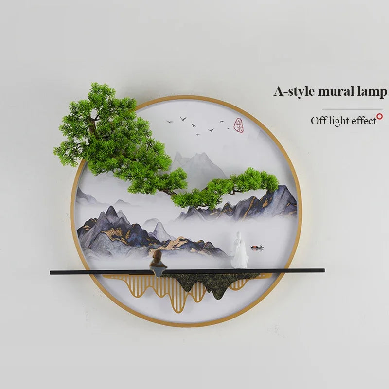RONIN Modern Wall Picture Light Inside Creative Chinese Landscape Mural Sconces Lamp LED for Home Living Bedroom Study