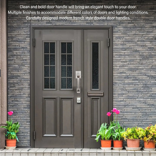 Door Handle Set Handle Set Double Door Handle Set Hole Spacing Adjustable Heavy Duty Modern  Double Front Door Handle Set