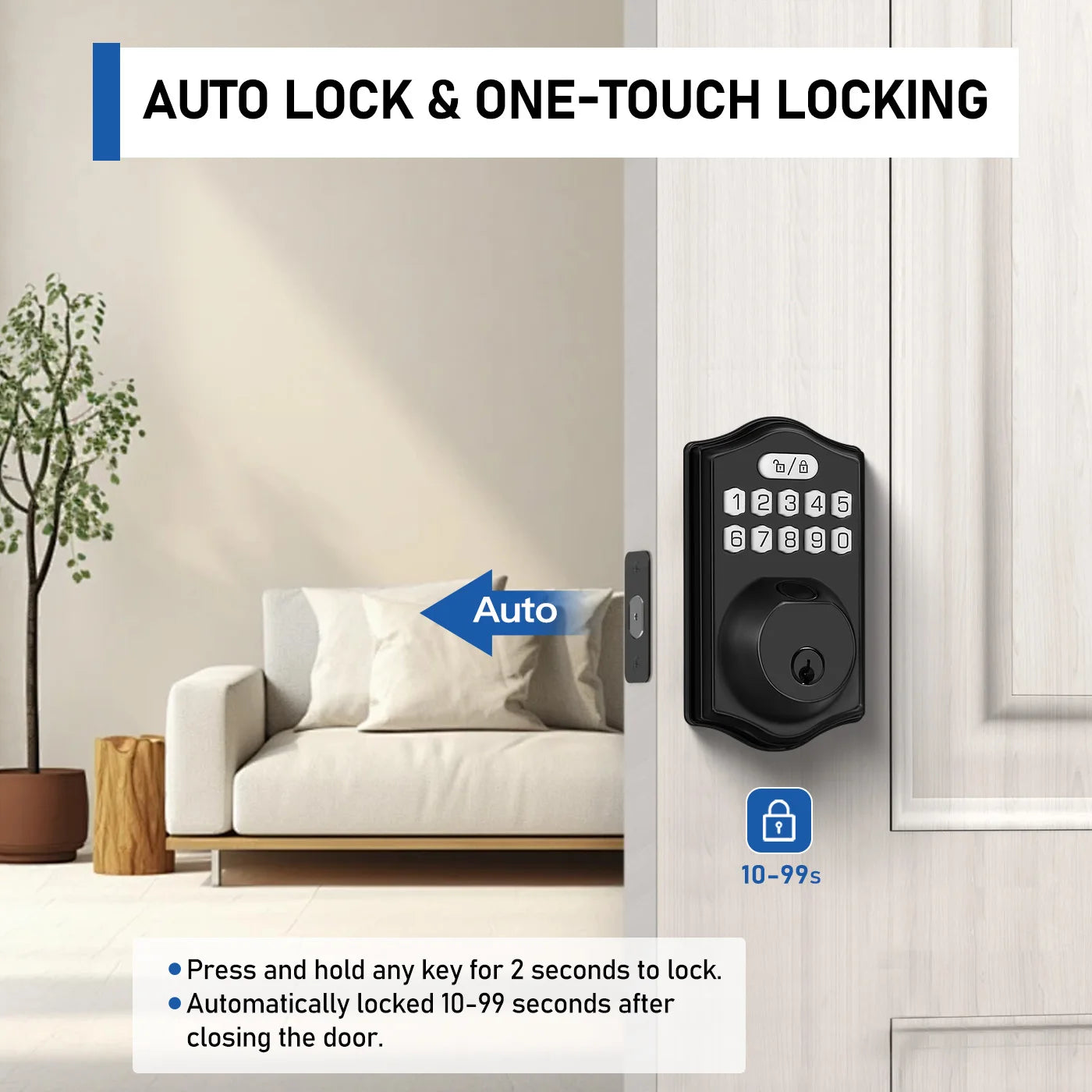 Fingerprint Door Lock Smart Deadbolt Lock Keyless Entry Door Lock Electronic Keypad Lock Easy to Install Ideal for Entry