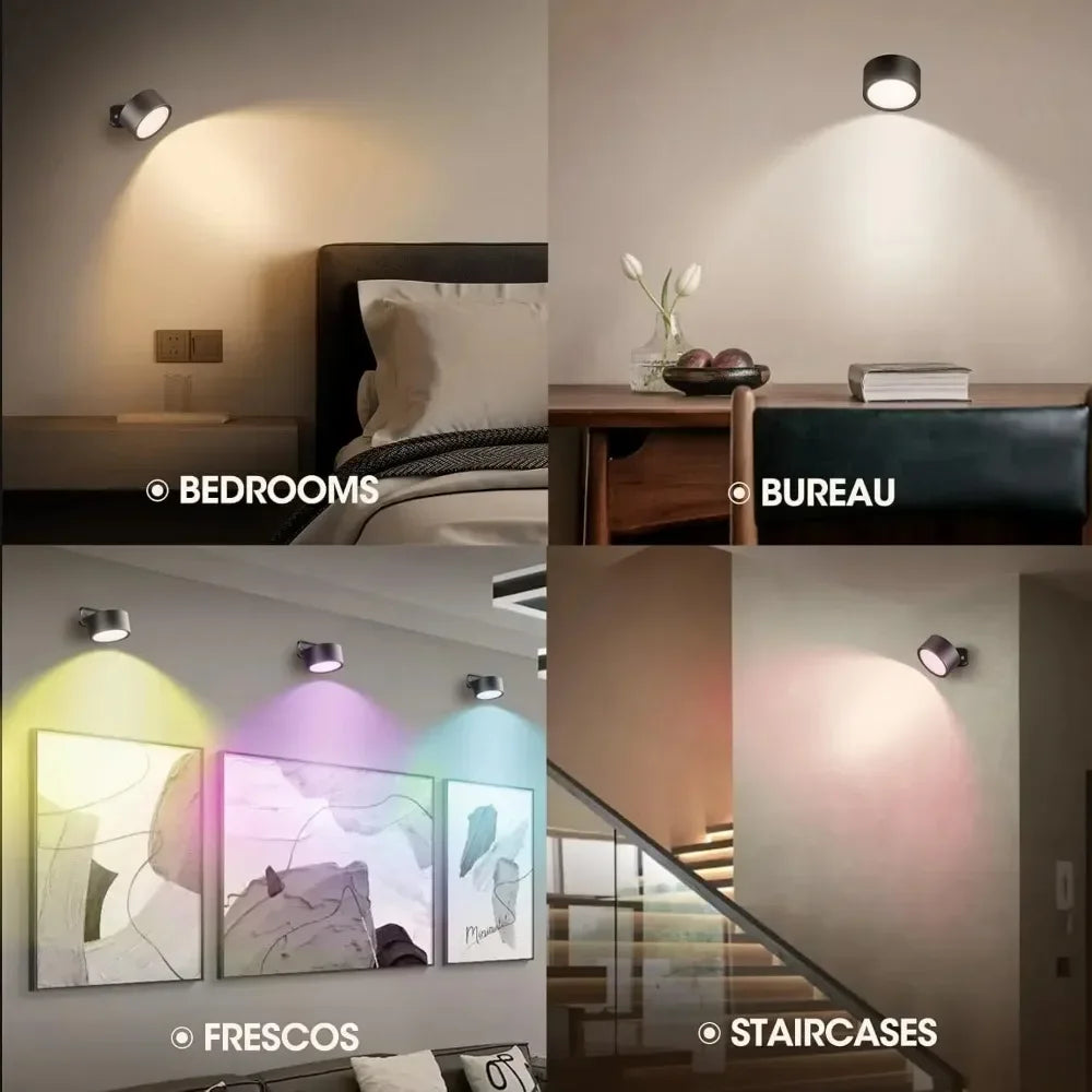 LED Wall Sconces light, 3 Brightness Levels 3 Color Modes Wall Lights Battery Operated 360° Rotatable Touch Control Wall lamp