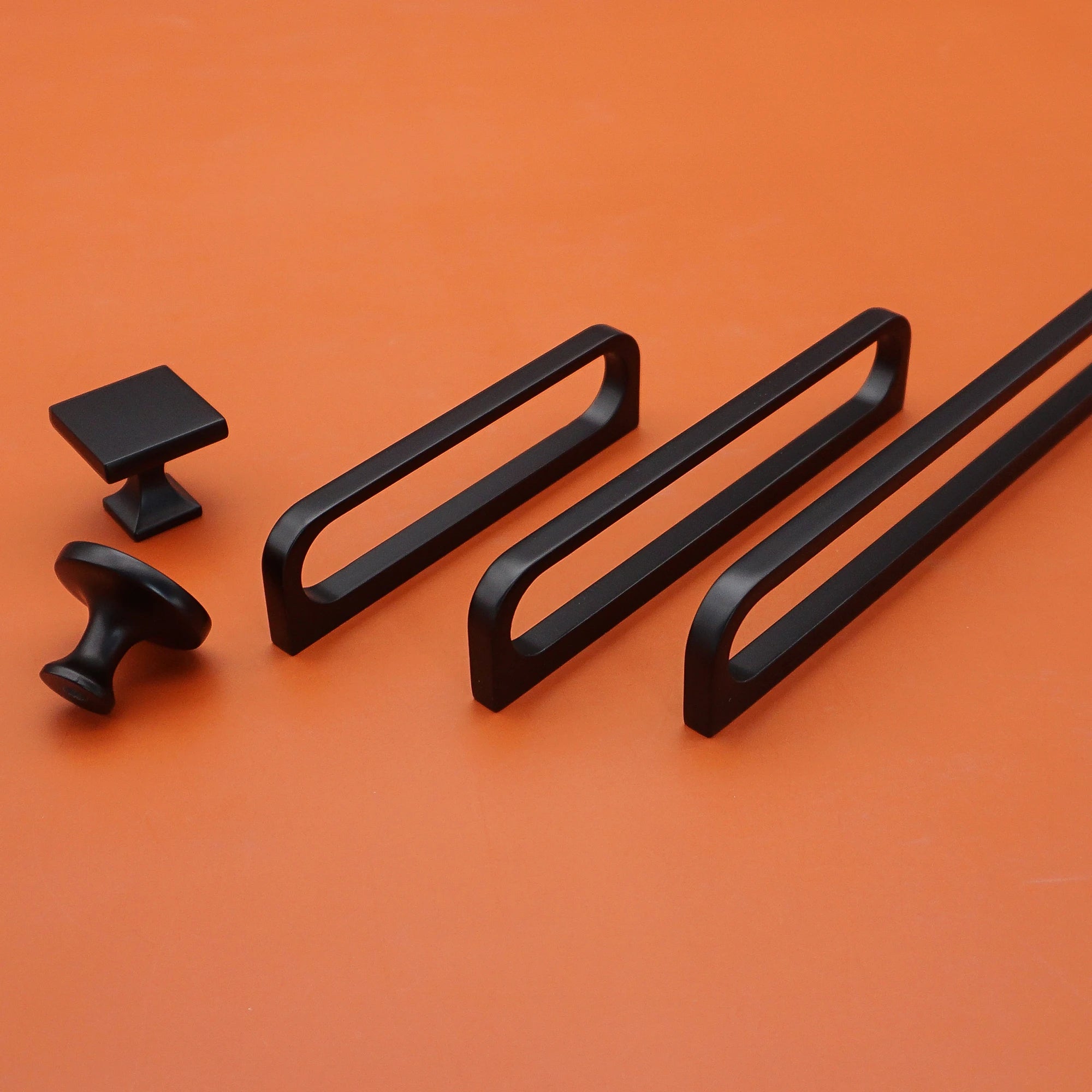 320mm Longer Alloy Furniture Handles Black Kitchen Cabinet Handle Hardware Round Square Single Hole Door Knobs Wardrobe Pulls