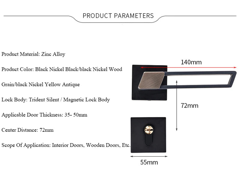 Interior Zinc Alloy Silent Anti-theft Door Lock Security Mute Door Handle Split Locks Home Renovation Hardware Accessories