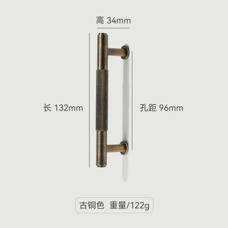 Antique French Straight-Grain Wardrobe and Shoe Cabinet Solid Brass Pull Handle in Bronze Color Exposed Knob Furniture Handle