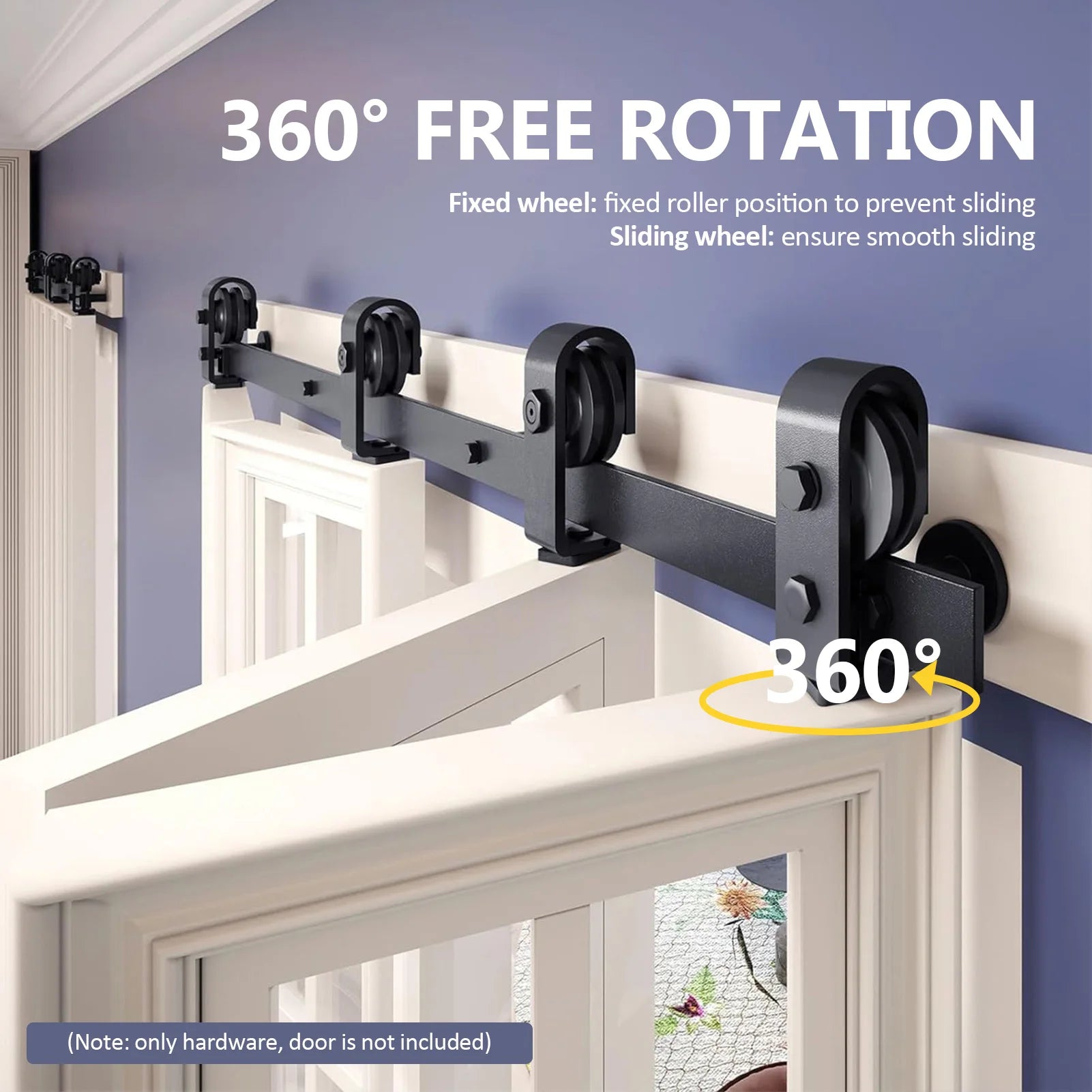 Carbon Steel Door Track Kit for 24"-72" 2/4-Door Choosing Sliding Barn Door Hardware Kit