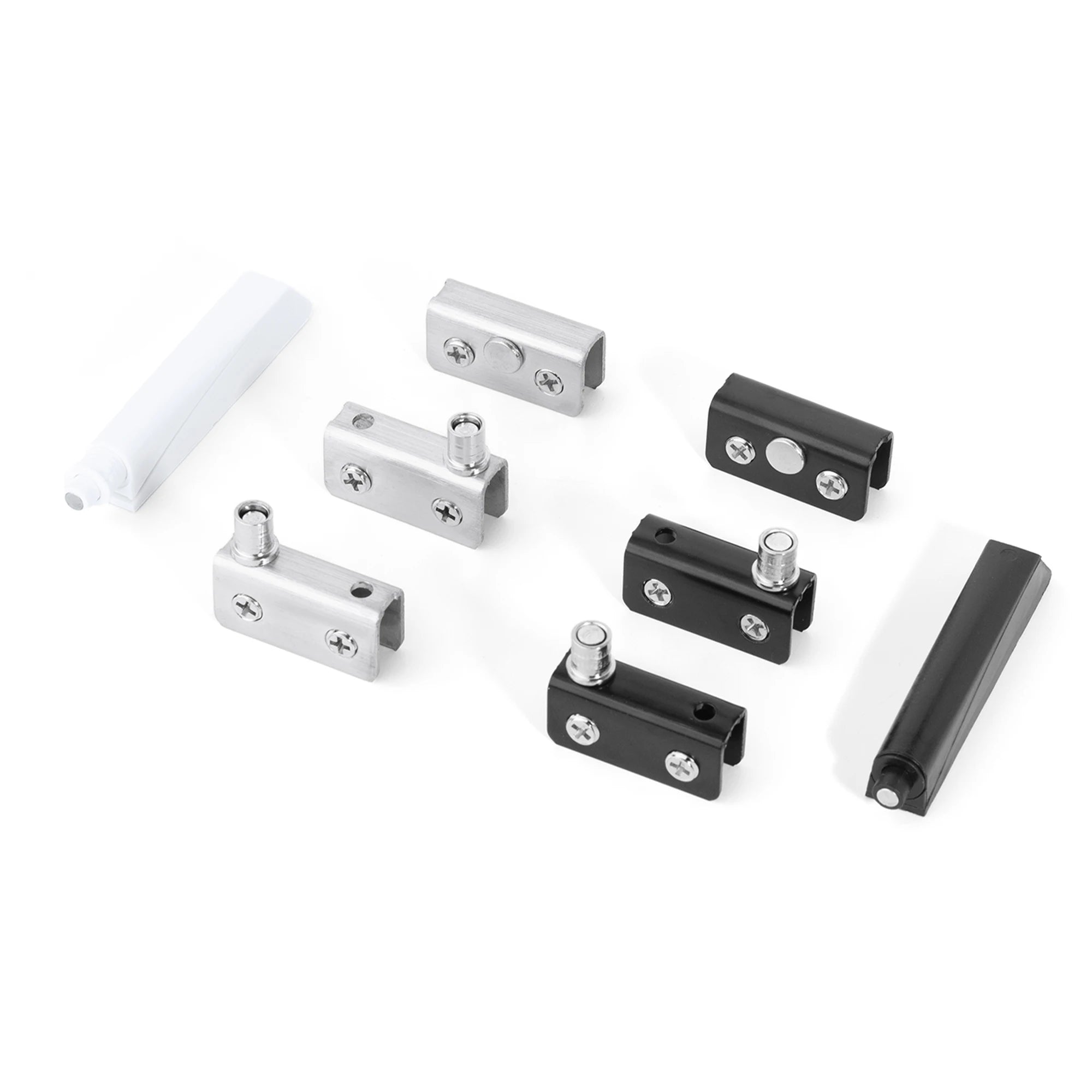 Stainless Steel Glass Door Pivot Hinge Set with Magnetic Catch Furniture Metal Black Rotating Hinge for Kitchen Cabinet Cupboard