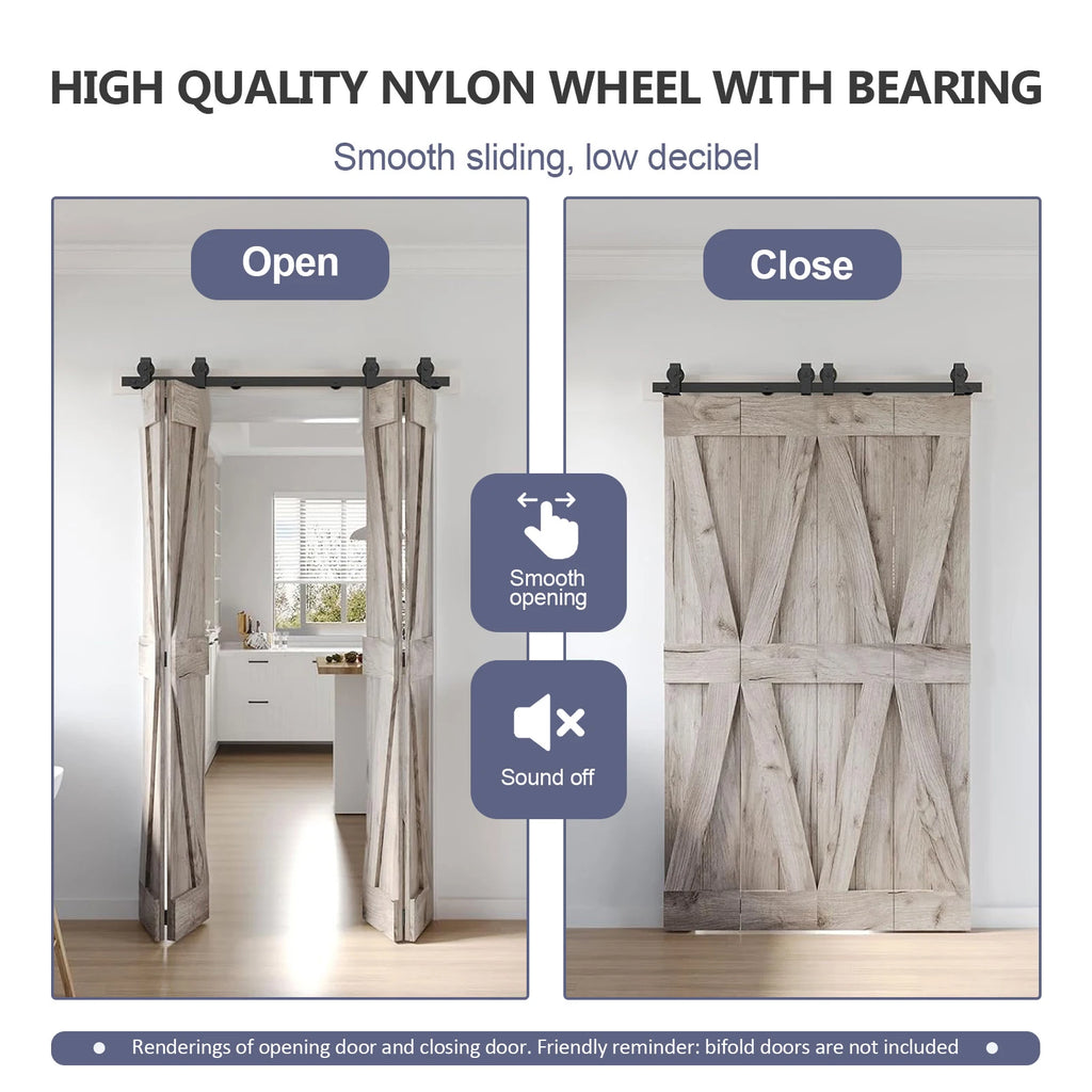 Carbon Steel Door Track Kit for 24"-72" 2/4-Door Choosing Sliding Barn Door Hardware Kit