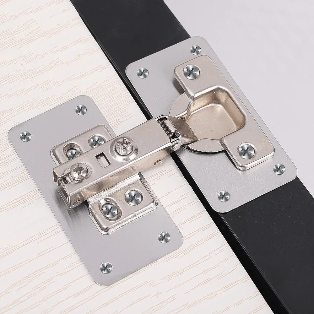Cabinet Hinge Repair Plate Kit Stainless Steel Furniture Drawer Door Hinge Mounting Plate with Screw Flat Fixing Brackets Tools