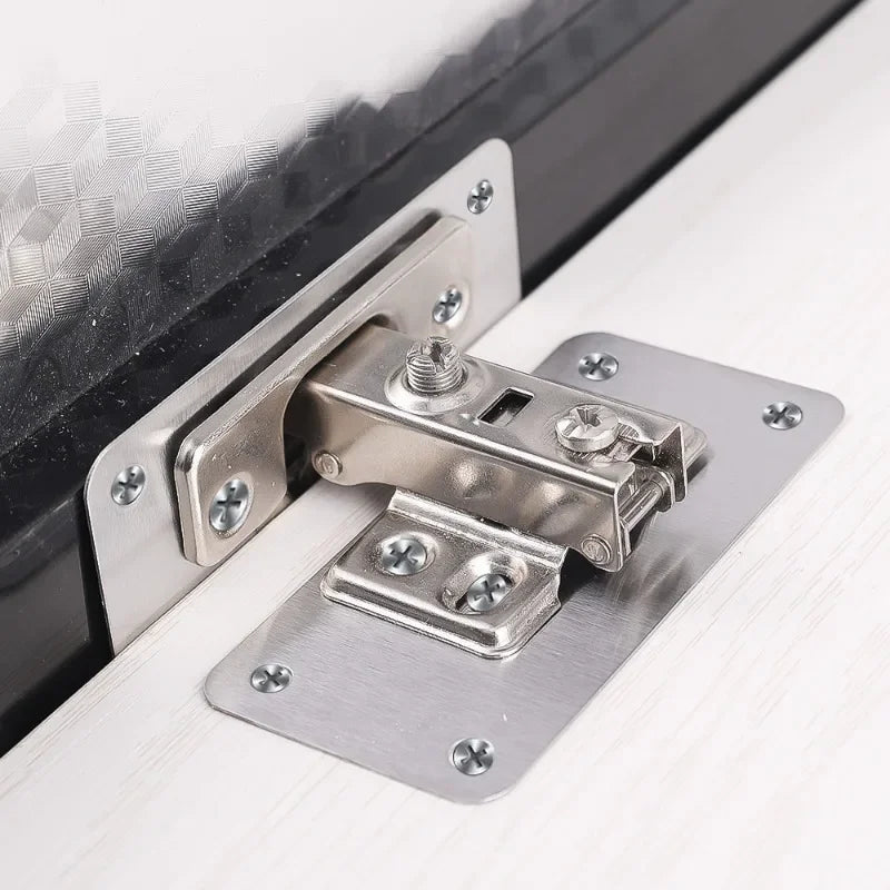 Cabinet Hinge Repair Plate Kit Stainless Steel Furniture Drawer Door Hinge Mounting Plate with Screw Flat Fixing Brackets Tools