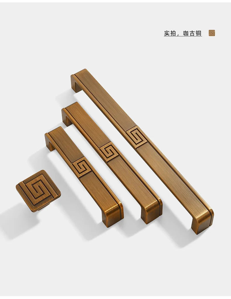 AOBT Brass Furniture Handles Nordic Fresh Chinese American Gold/Black/Bronze Cabinet Door Drawer Wardrobe Dresser Pulls Knobs