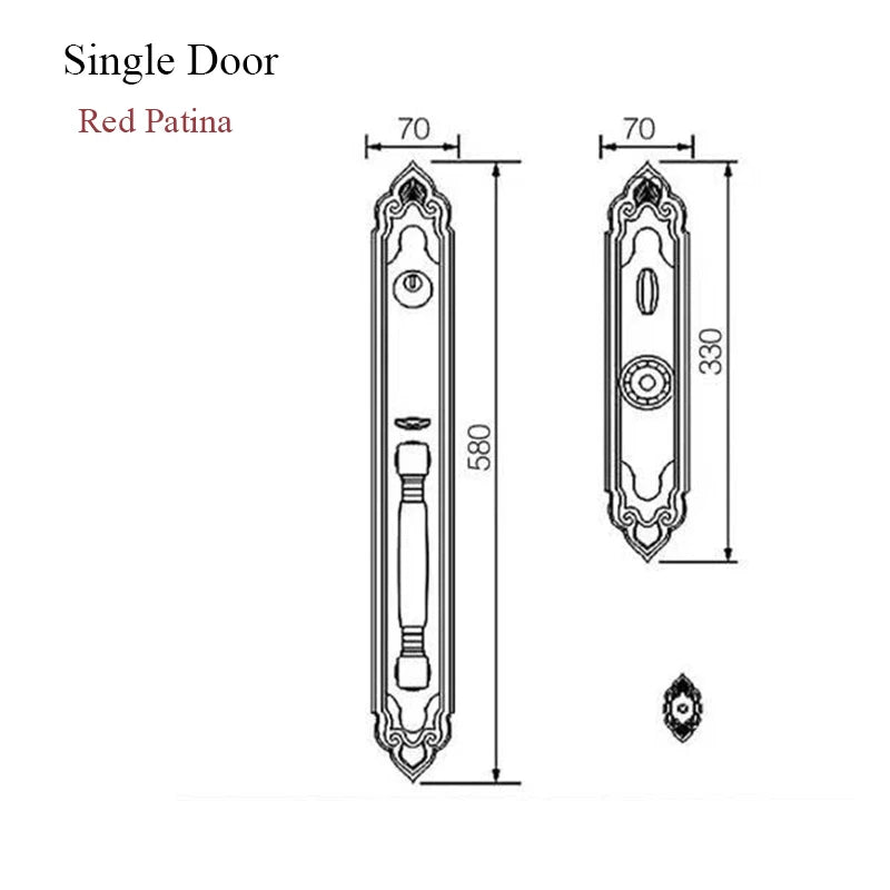 Bronze Luxury European style/ Villa Door Lock Security hotel door lock entry Double-open Folio Door Lock Solid Wood Door Lock