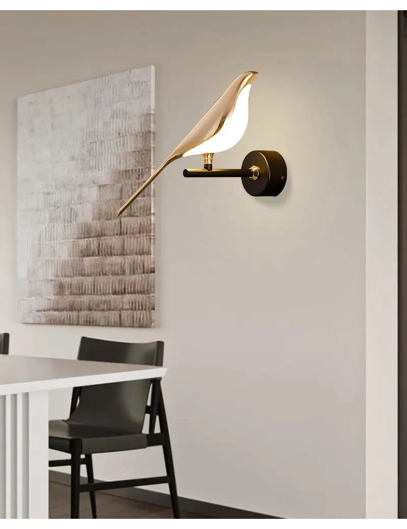 Nordic Golden Bird LED Wall Lights Parlor Bar Creative Wall Lamps Novelty Sconces Bedroom Bedside Lamp Living Room Decoration