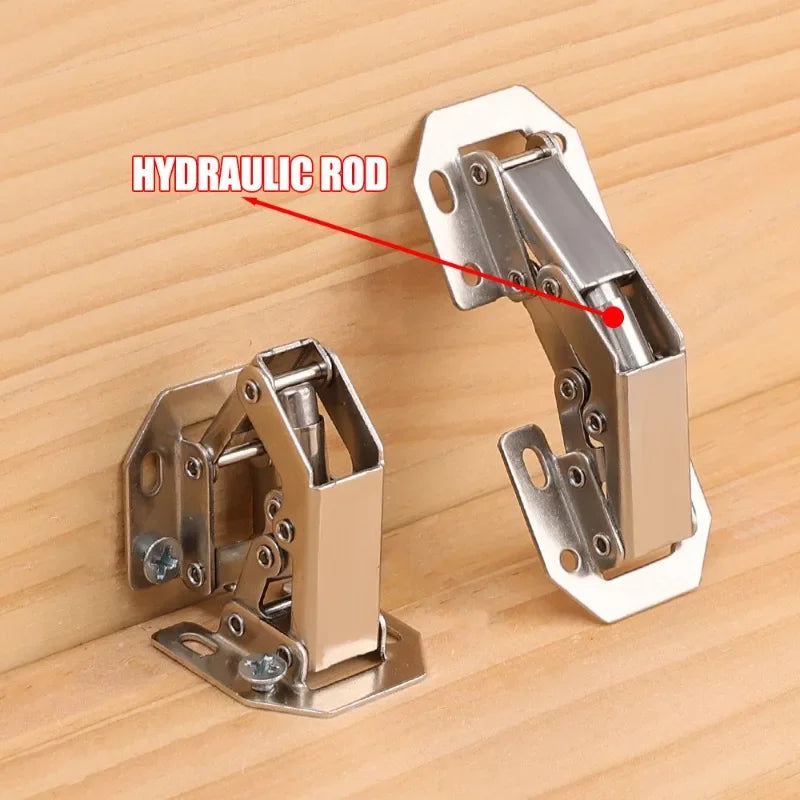 2/10PCS 90 Degree Steel Cabinet Hinges No-Drilling Buffer Hinge Kitchen Cabinet Cupboard Hinges DIY Furniture Hardware Tools