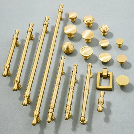 Brass Furniture Handles Modern Wardrobe Dresser Cupboard Cabinet Drawer Knobs Kitchen Cabinet Handles Refrigerator Door Pulls