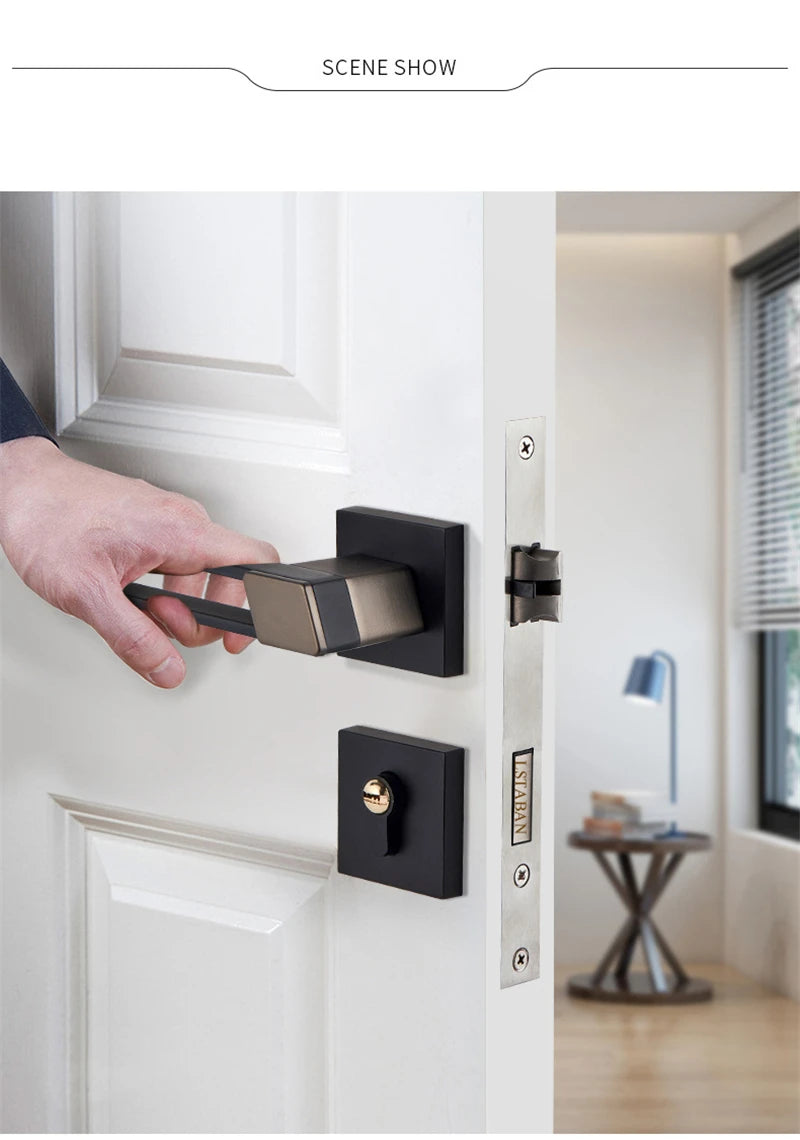 Interior Zinc Alloy Silent Anti-theft Door Lock Security Mute Door Handle Split Locks Home Renovation Hardware Accessories