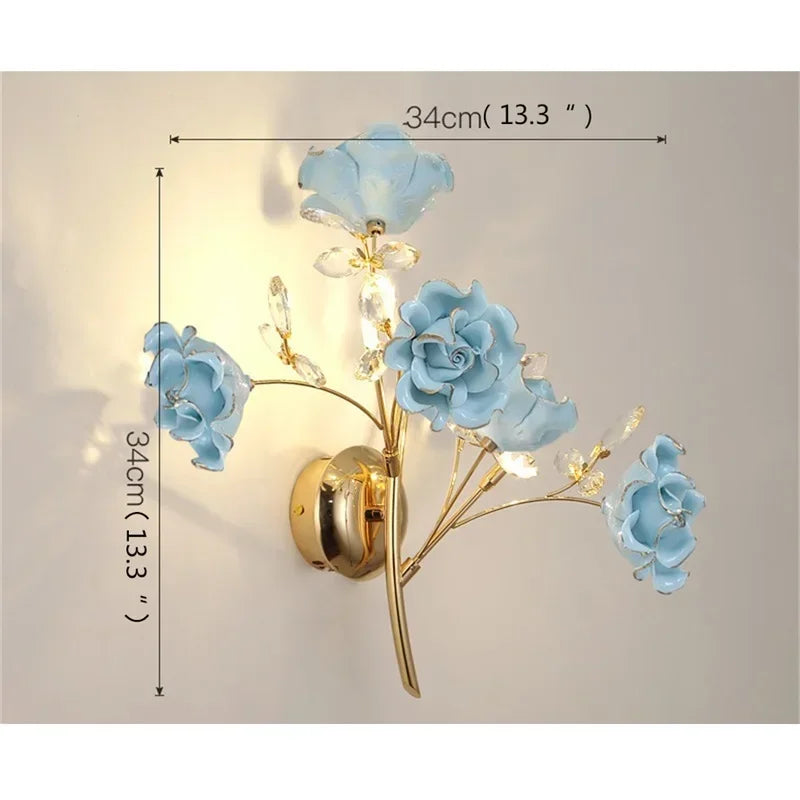 ELARA European Style Indoor Wall Lamp Gold Crystal Luxury Fixtures LED Modern Light Sconces for Home Decoration