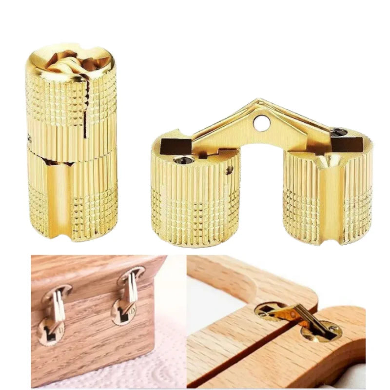 2pcs 8-18mm Copper Brass Door Hinges Cylindrical Hidden Cabinet Concealed Invisible Furniture Barrel Hinge For Hardware Gift Box