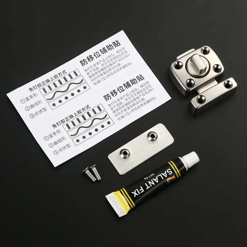 Home Security Latch Double Sided Cabinet Locks Rotate Bolt Gate Latches Twist Rotating Barrel Lock Bathroom Toilet Door Hardware