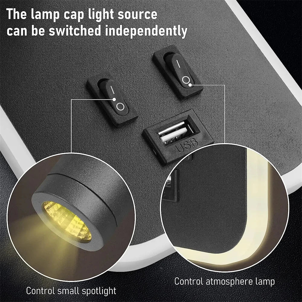 LED Wall lamp and Reading light,Multifunctional Wall Sconces with USB Port,LED Wall Lamp with Bedside Night light for Bedroom