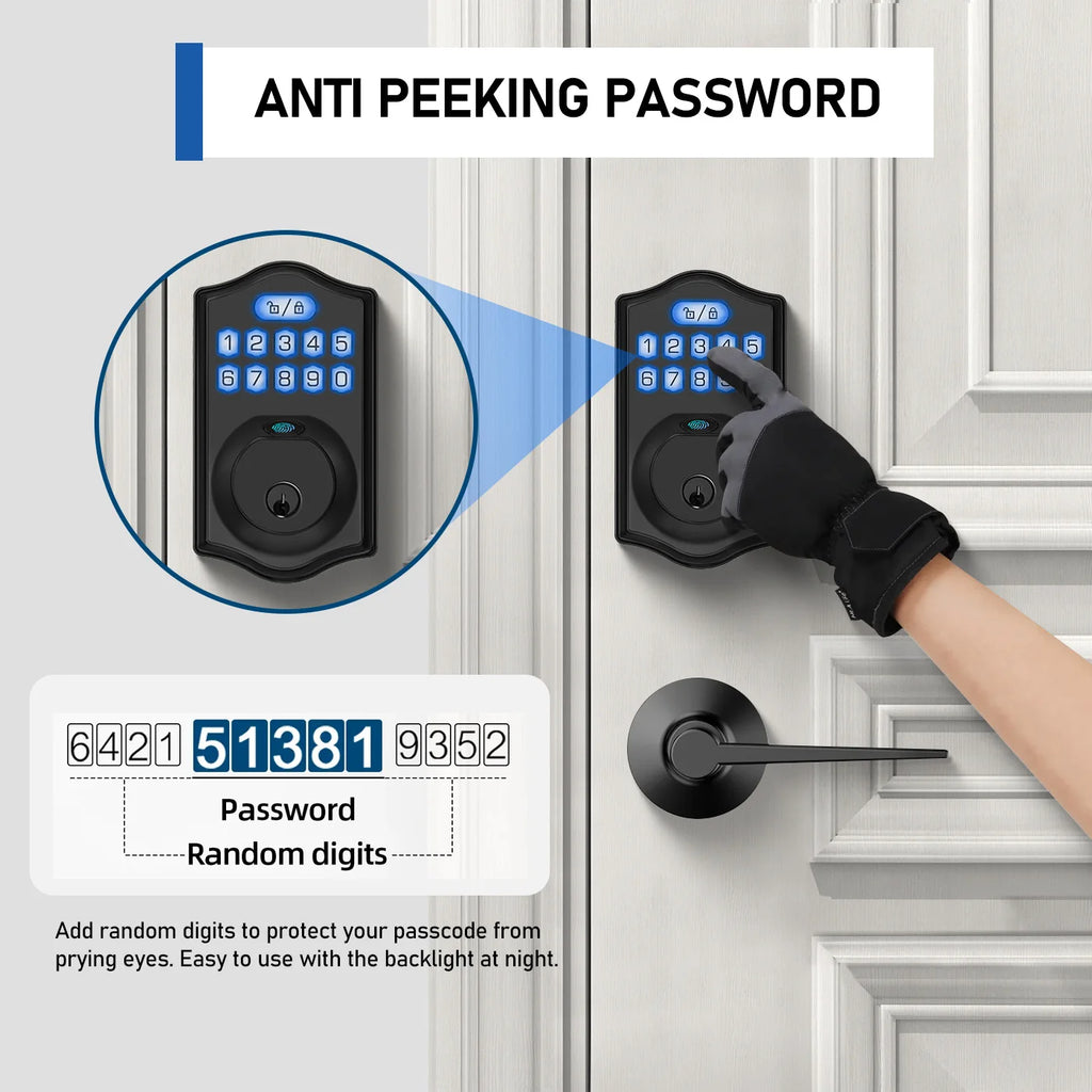 Fingerprint Door Lock Smart Deadbolt Lock Keyless Entry Door Lock Electronic Keypad Lock Easy to Install Ideal for Entry
