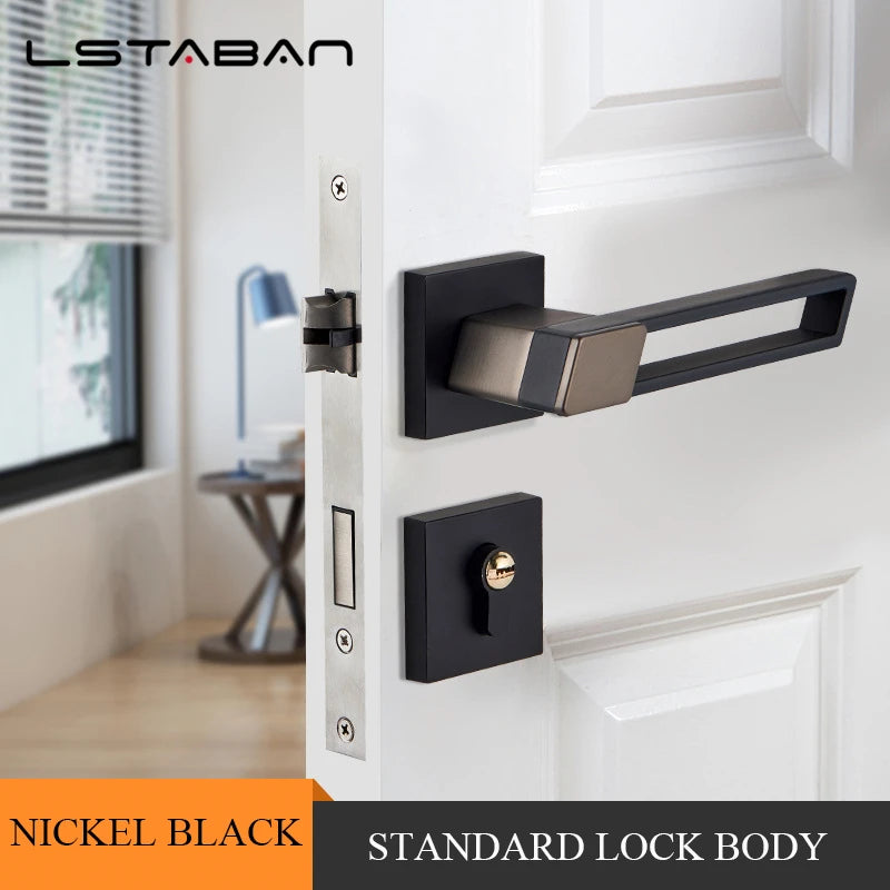 Interior Zinc Alloy Silent Anti-theft Door Lock Security Mute Door Handle Split Locks Home Renovation Hardware Accessories